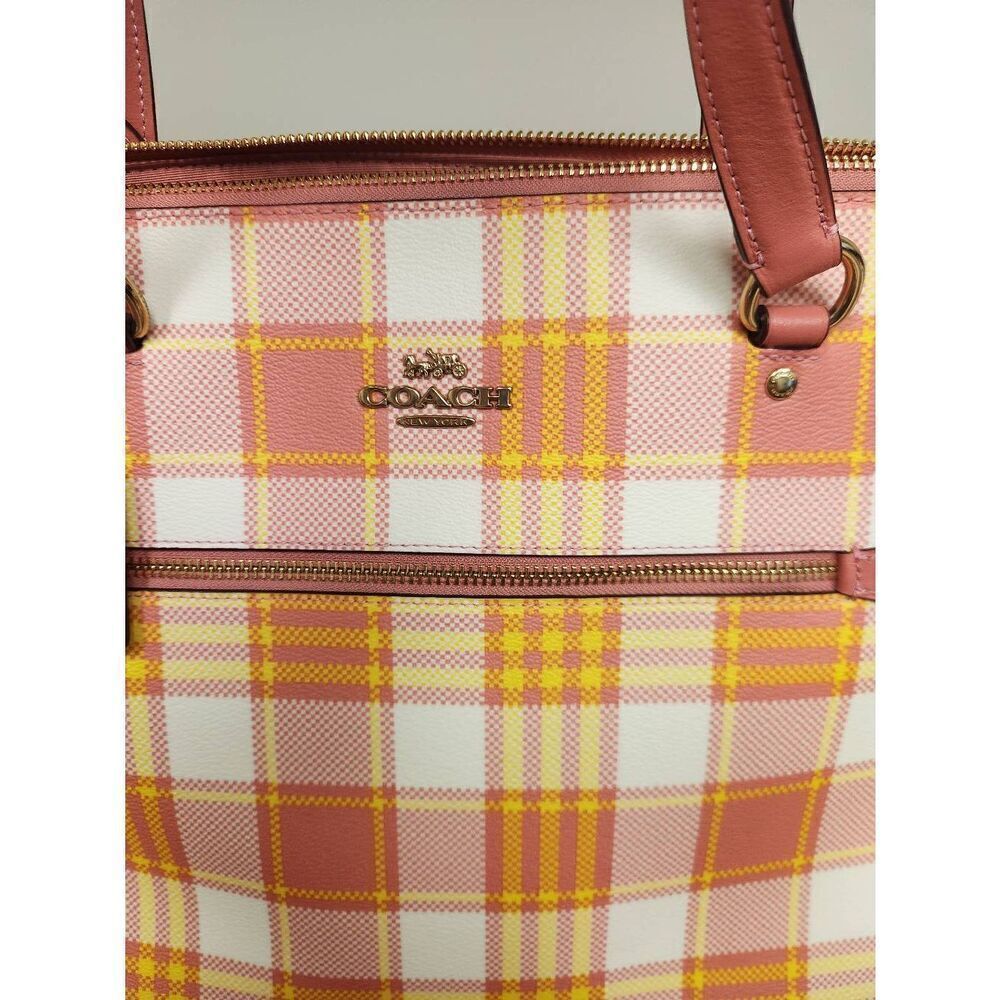 NWOT Coach Gallery Tote Bag With Garden Plaid Print (PF) - Picture 6 of 14